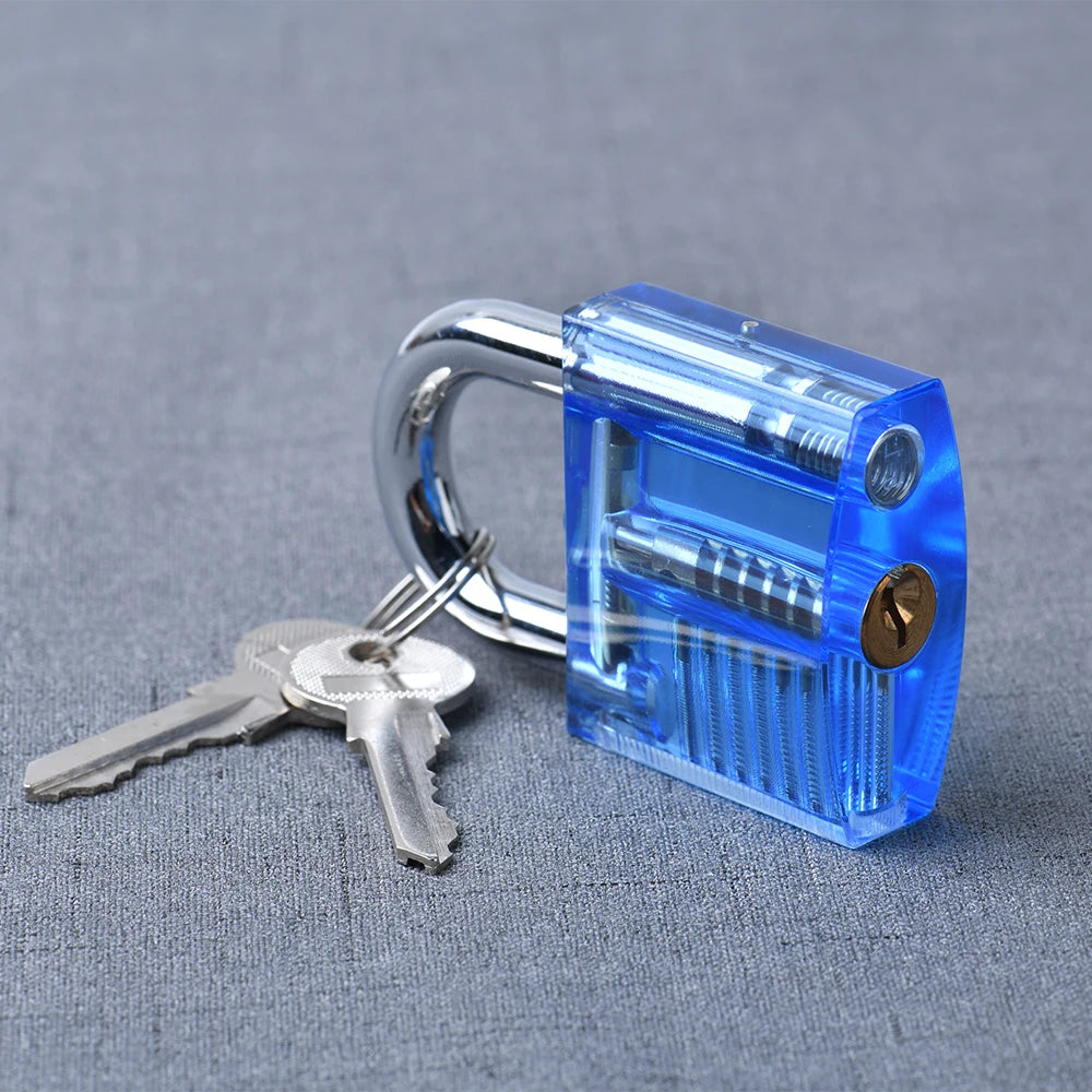 KAK Transparent Cutaway Practice Padlock Kit – Locksmith Training Lock with Broken Key Extractor & Wrench Tools
