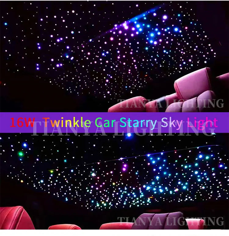 16w Twinkle LED Car Starry Sky Light Roof Star Night Lights Interior Starry Sky Ceiling Auto Interior Stars Fiber Optic Lamp
