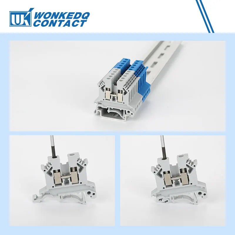 10Pcs UK 2.5 Terminal Block UK2.5B Screw Connection Connect Strip 2.5B 2.5mm² Cable Electrical Din Rail Wire Connector