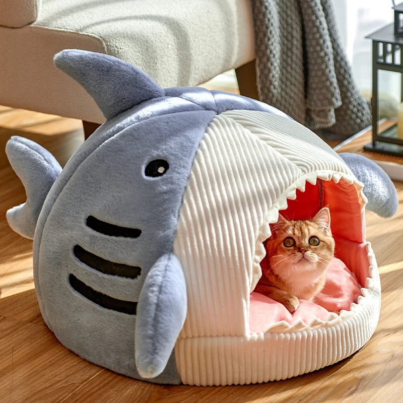Enclosed Cat Bed Tent - Warm Covered Kitten Cave with Cushion