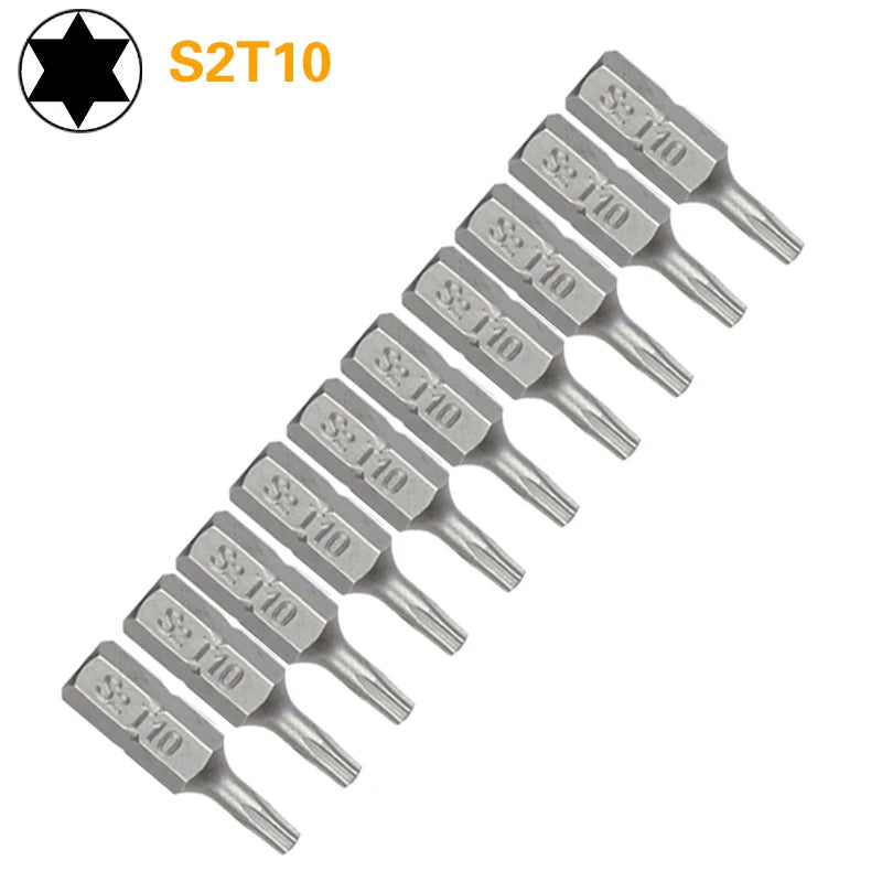 Torx Screwdriver Bit Set T6–T40 — S2 Steel 1/4" Hex Shank for Power Tools