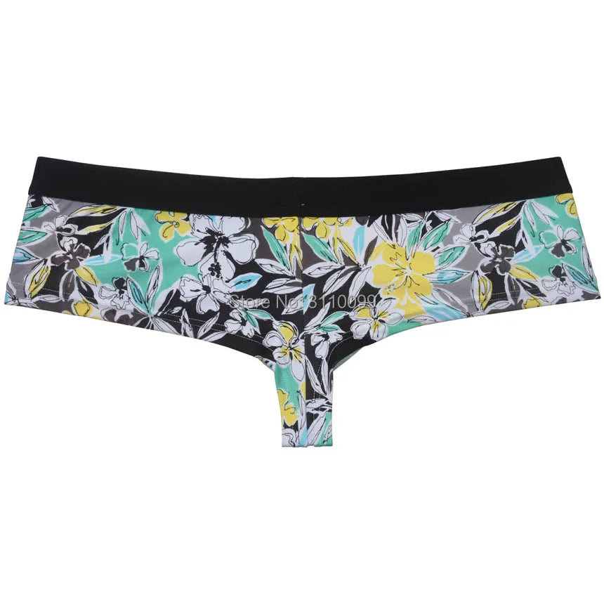 Men's Flowery Bulge Boxer Underwear Shiny 1/2 Coverage Cheeky Pouch Trunks Hot  Bikini Boxers Shorts