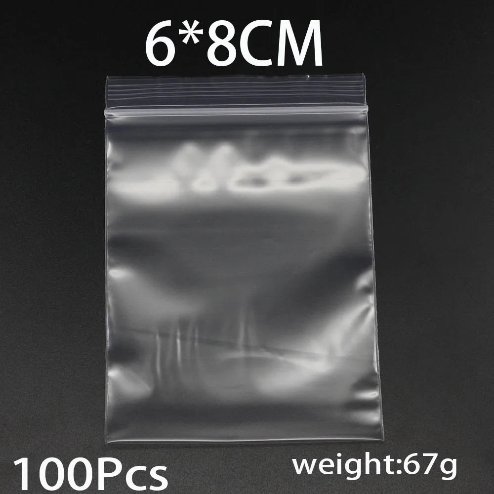 30-100Pcs Thick Plastic Poly Clear Bags 4x6/5x7/6x8/7x10cm Jewelry Packaging Lock Zipped Reclosable DIY Storage