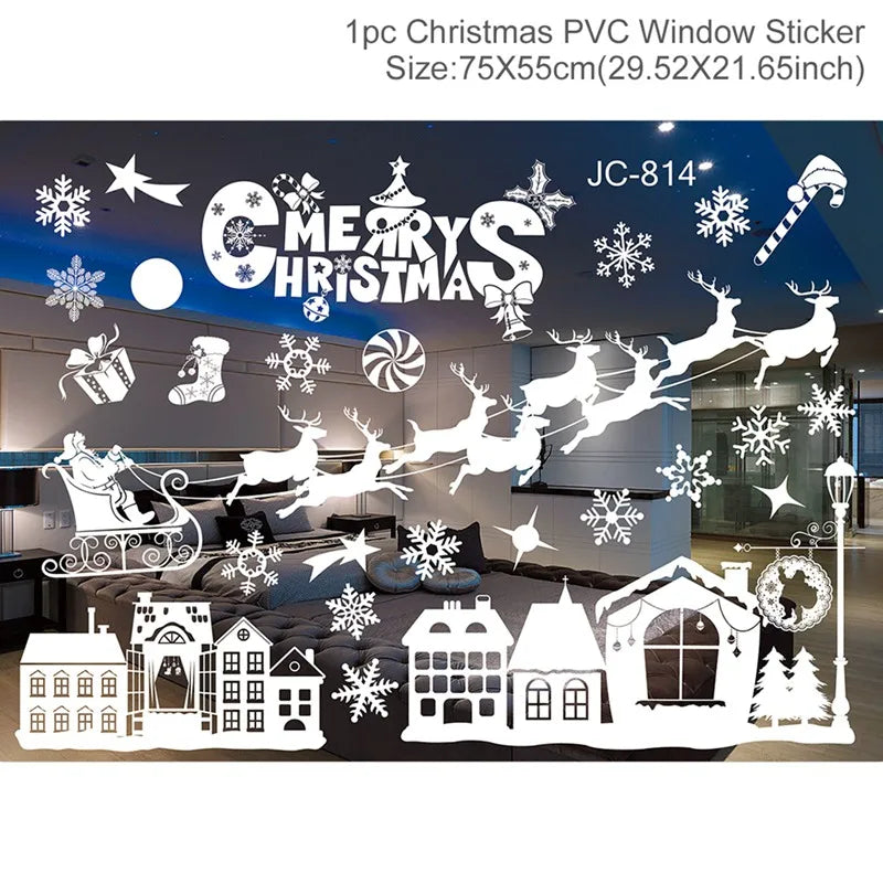 Christmas Wall Window Stickers Marry Christmas Decoration For Home 2026 Christmas Ornaments Xmas Navidad Gift New Year 2026