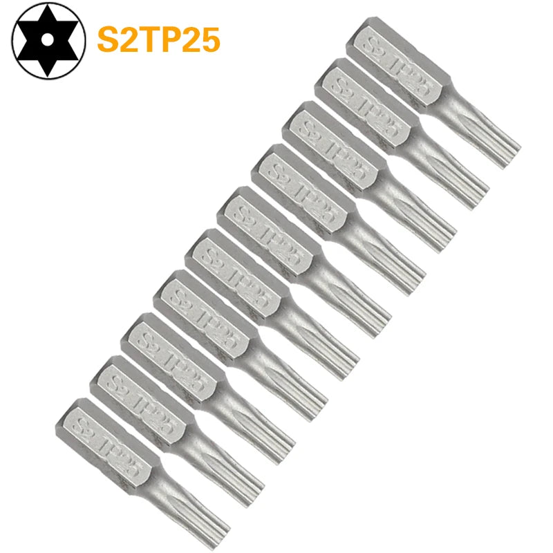 Security Torx Screwdriver Bit Set TP10–TP40 — 1/4" Hex Shank for Power Tools