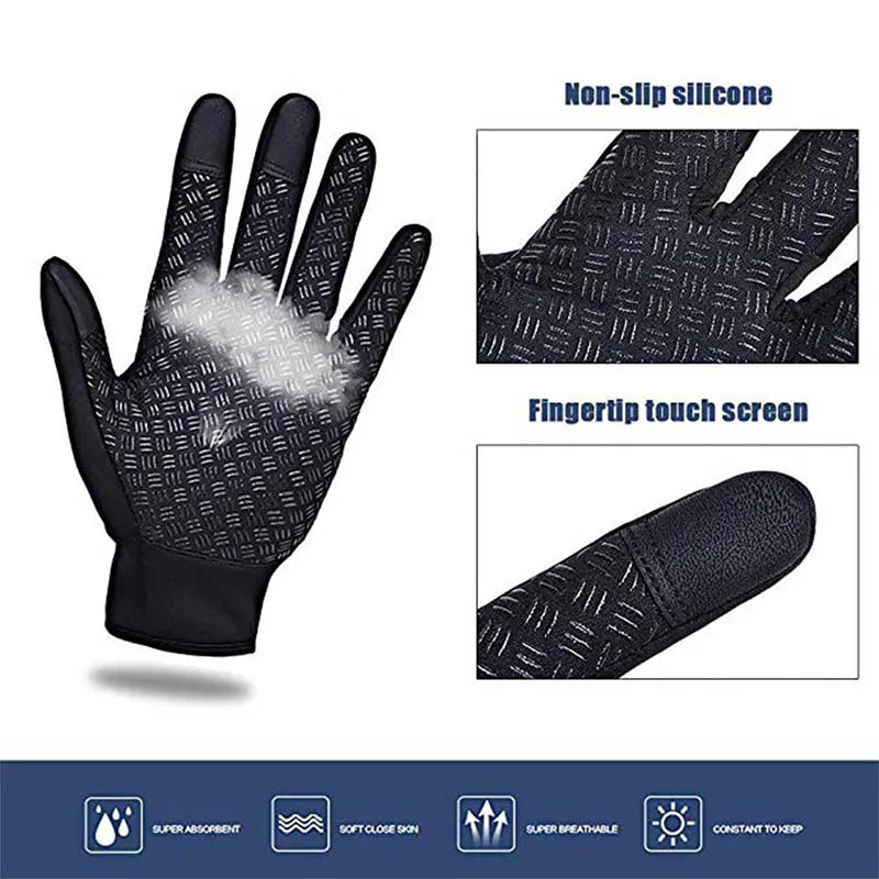 Unisex Touchscreen Winter Gloves, Windproof Zipper Gloves