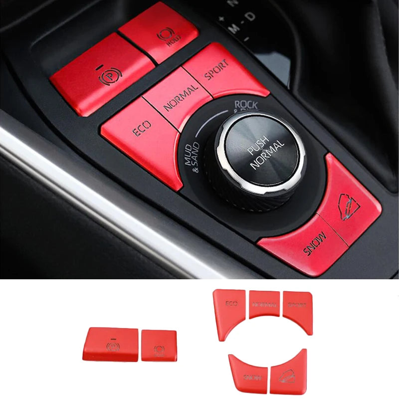 Car Interior Red Chrome Decoration Accessories For 2019-2021 Toyota RAV4 Armrest Console Strips Water Cup Cover Air Vent Trims