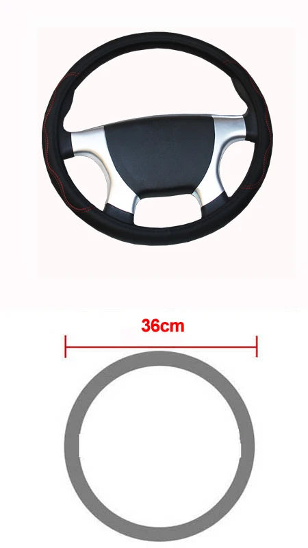 Car Truck PU Leather Embossed Steering Wheel Cover Steering-Wheel For Auto Diameters 36 38 40 42 45 47 50CM 7 Sizes to Choose