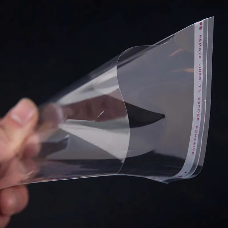 TETP 100PCS Clear Self-Adhesive OPP Bags – Resealable Cellophane Storage for Food, Candy & Gift Packaging