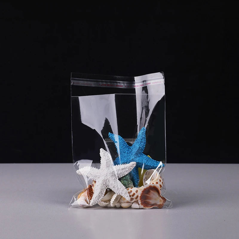 TETP 100PCS Clear Self-Adhesive OPP Bags – Resealable Cellophane Storage for Food, Candy & Gift Packaging