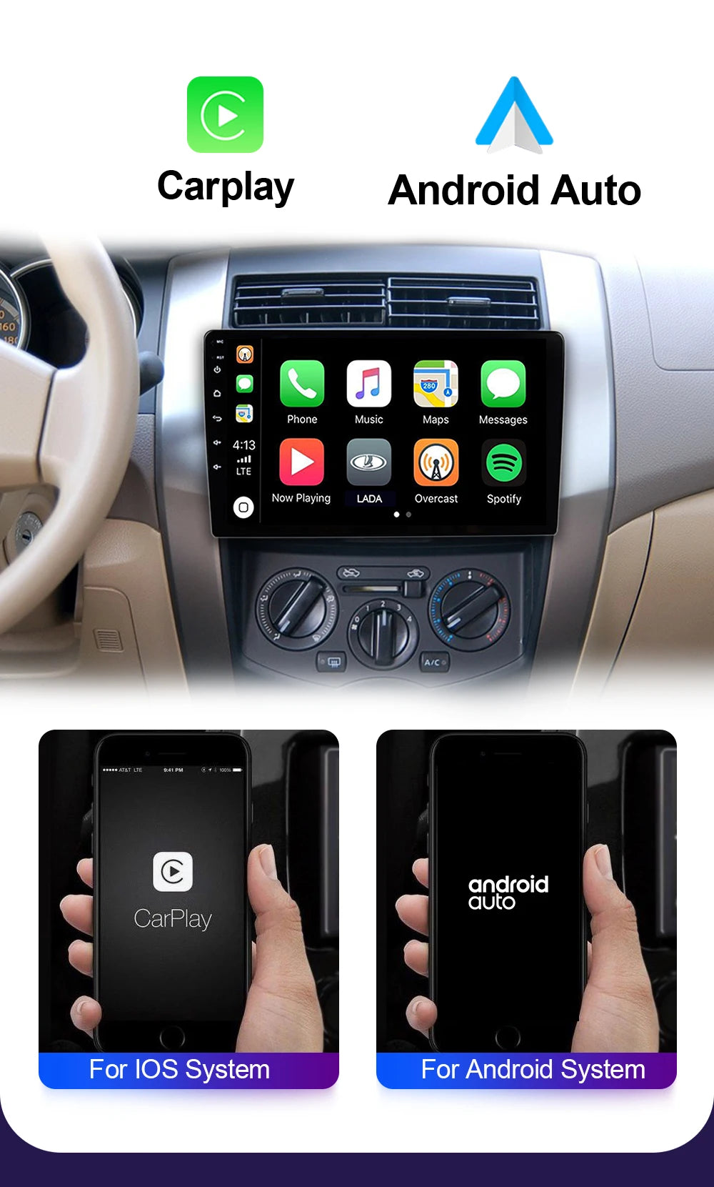 LEHX  7/9/10'' 4GB-64GB 2Din Android 15 Carplay Auto Car Radio Multimedia Stereo For toyota Hyundai Kia Volkswagen Jeep Fiat