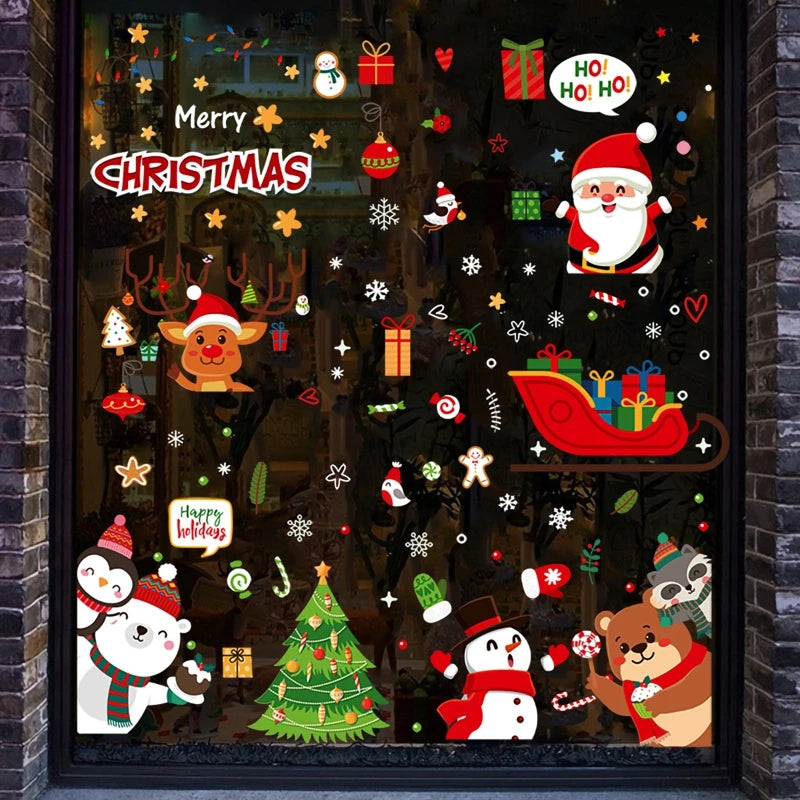 Christmas Wall Window Stickers Marry Christmas Decoration For Home 2026 Christmas Ornaments Xmas Navidad Gift New Year 2026