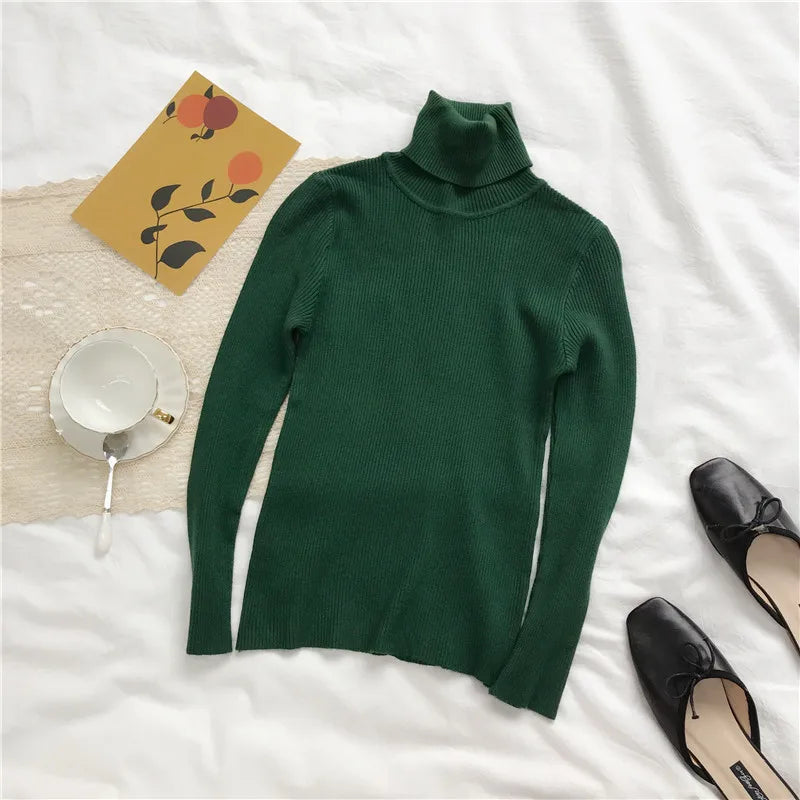 Women's Korean Turtleneck Sweater — Slim Knit Jumper