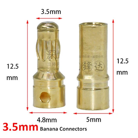 10pair/lot 2.0/3.0/3.5/4.0/5/5.5/6/6.5/8mm Gold Bullet Banana Connectors Plug For Lipo Battery RC ESC Motor DIY Accessories Toy