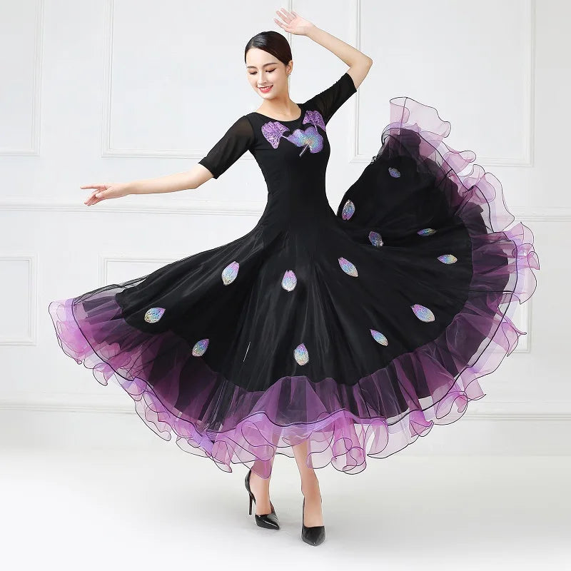 Women's elegant waltz and tango ballroom dress