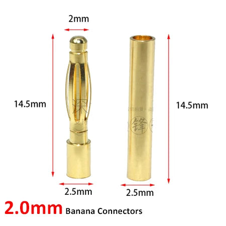 10pair/lot 2.0/3.0/3.5/4.0/5/5.5/6/6.5/8mm Gold Bullet Banana Connectors Plug For Lipo Battery RC ESC Motor DIY Accessories Toy