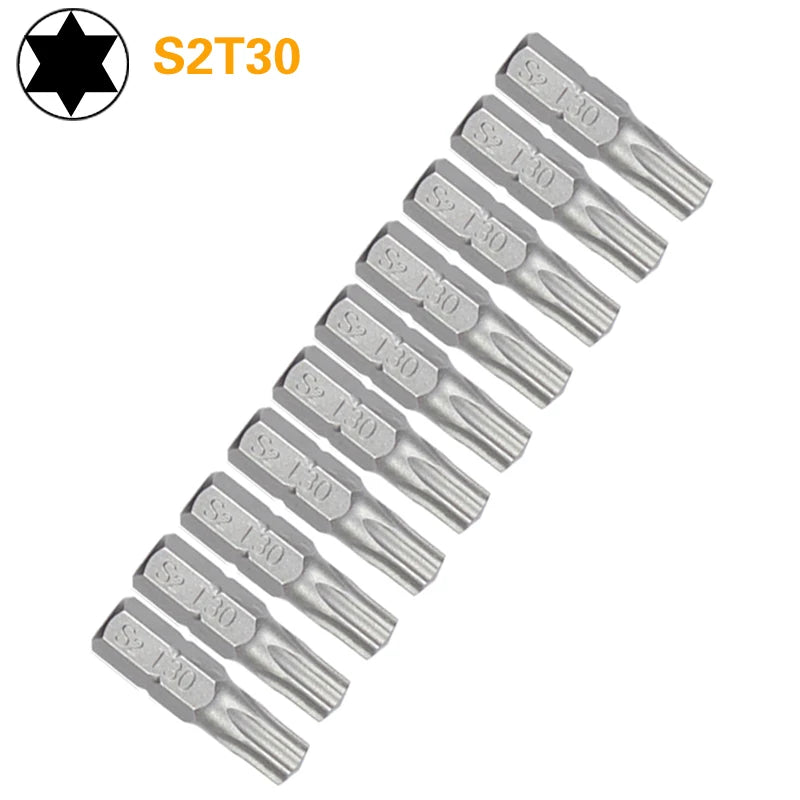 Torx Screwdriver Bit Set T6–T40 — S2 Steel 1/4" Hex Shank for Power Tools