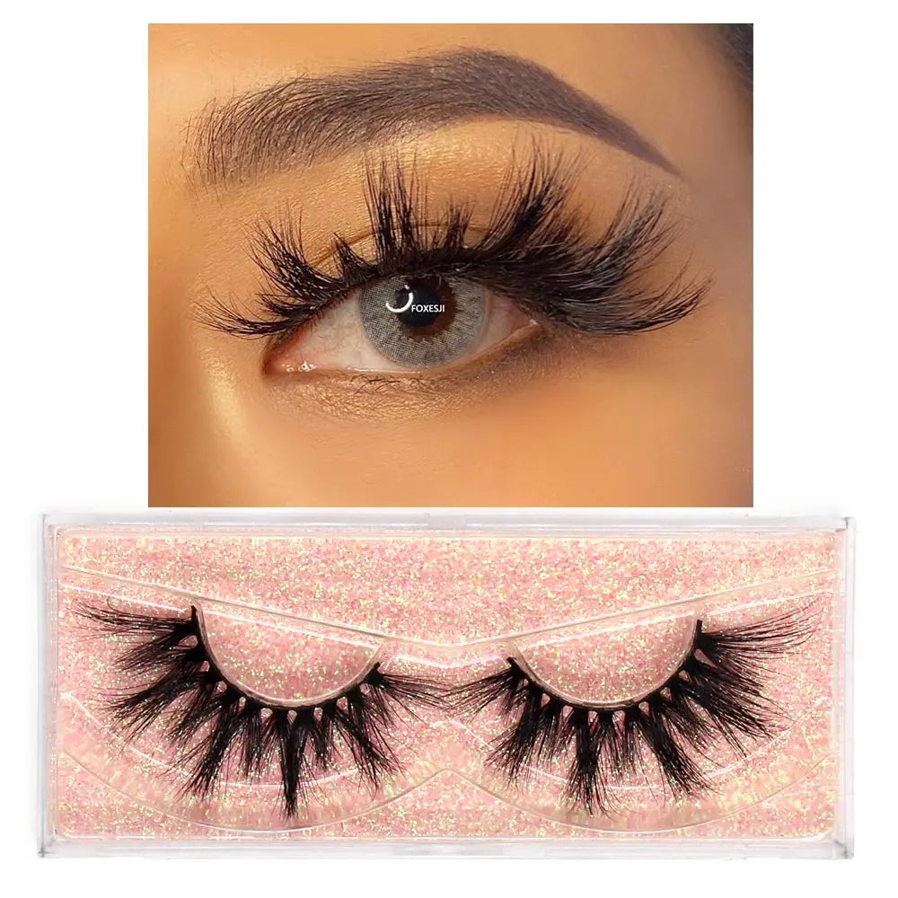 FOXESJI Makeup Eyelashes 3D Mink Eye Lashes Fluffy Soft Wispy Natural Lashes Extension Reusable Fake Lashes Mink False Eyelashes