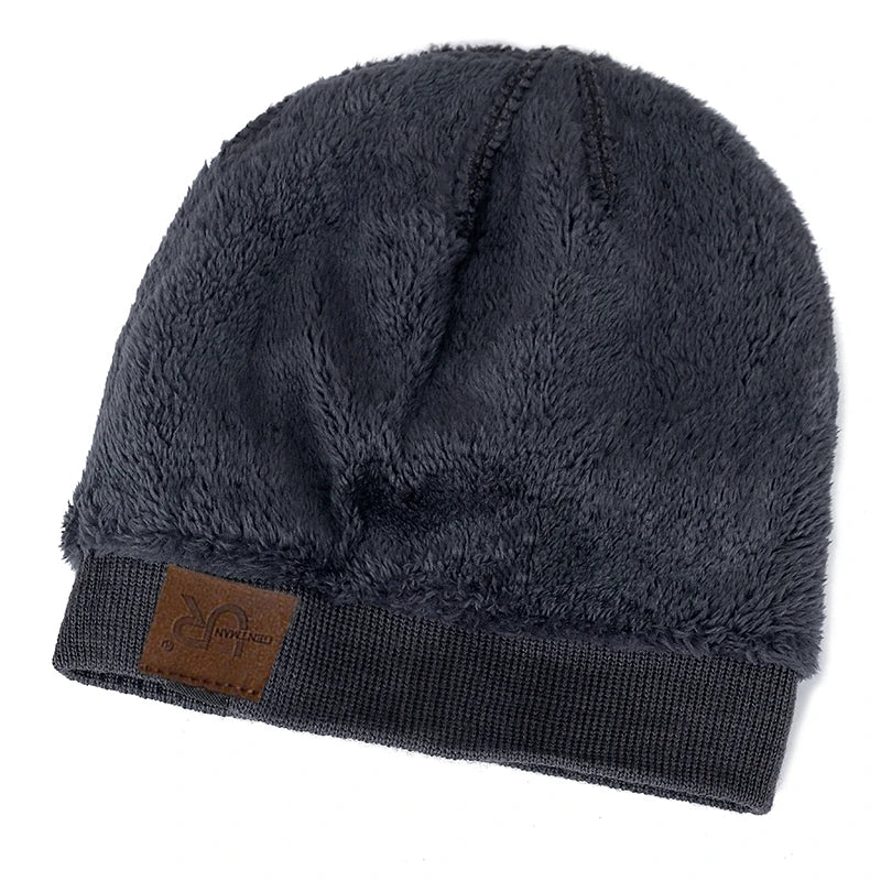 Fleece-Lined Knit Beanie, Unisex Winter Hat
