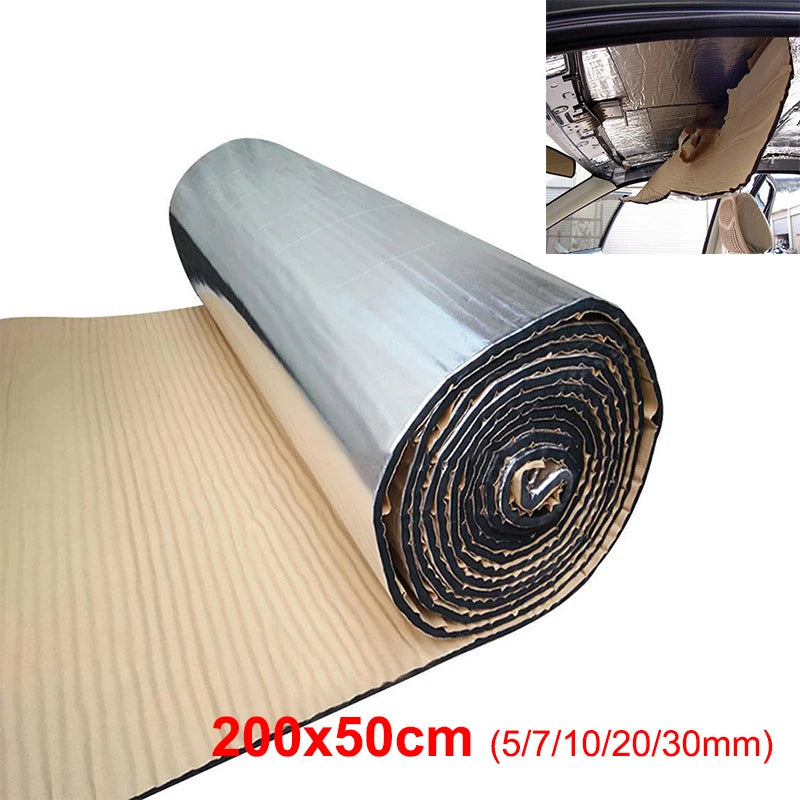 200*50cm 5/7/10mm Car Sound Mat Proofing Deadener Heat Noise Insulation Deadening Mat Hood Closed Cell Foam Accessories