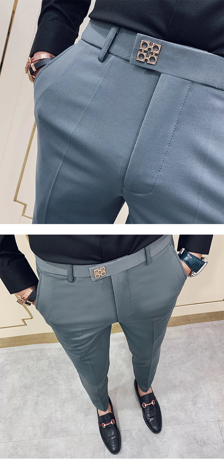 Spring 2026 Mens Casual Slim Fit Dress Pants Streetwear Suit Pants Men High Quality Office Pants All Match ankle Length Trousers