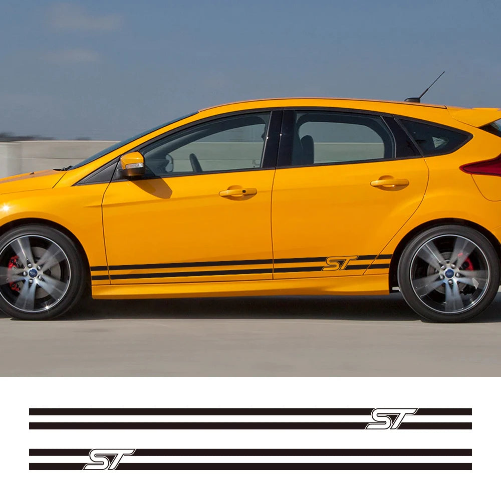 2Pcs Car Side Stripe Graphic Decal – Vinyl Film Compatible with Ford Focus ST