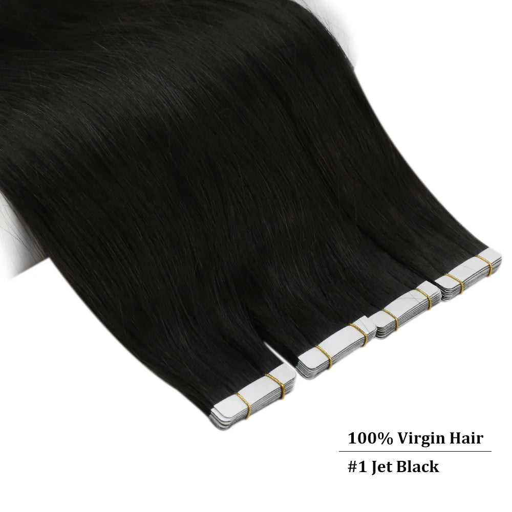 [Last 12 Months] Ugeat Tape in Hair Extensions Virgin Hair 100% Real Human Hair 10A Grade Hair Extensions Tape Ins Pure Color