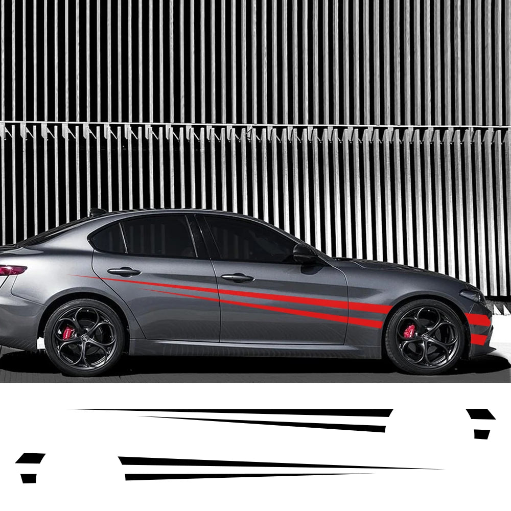 2pcs Car Sticker Long Side Stripe Decals Auto Vinyl Wrap DIY Decoration Sticker Car Racing Sports Styling Tuning Accessories