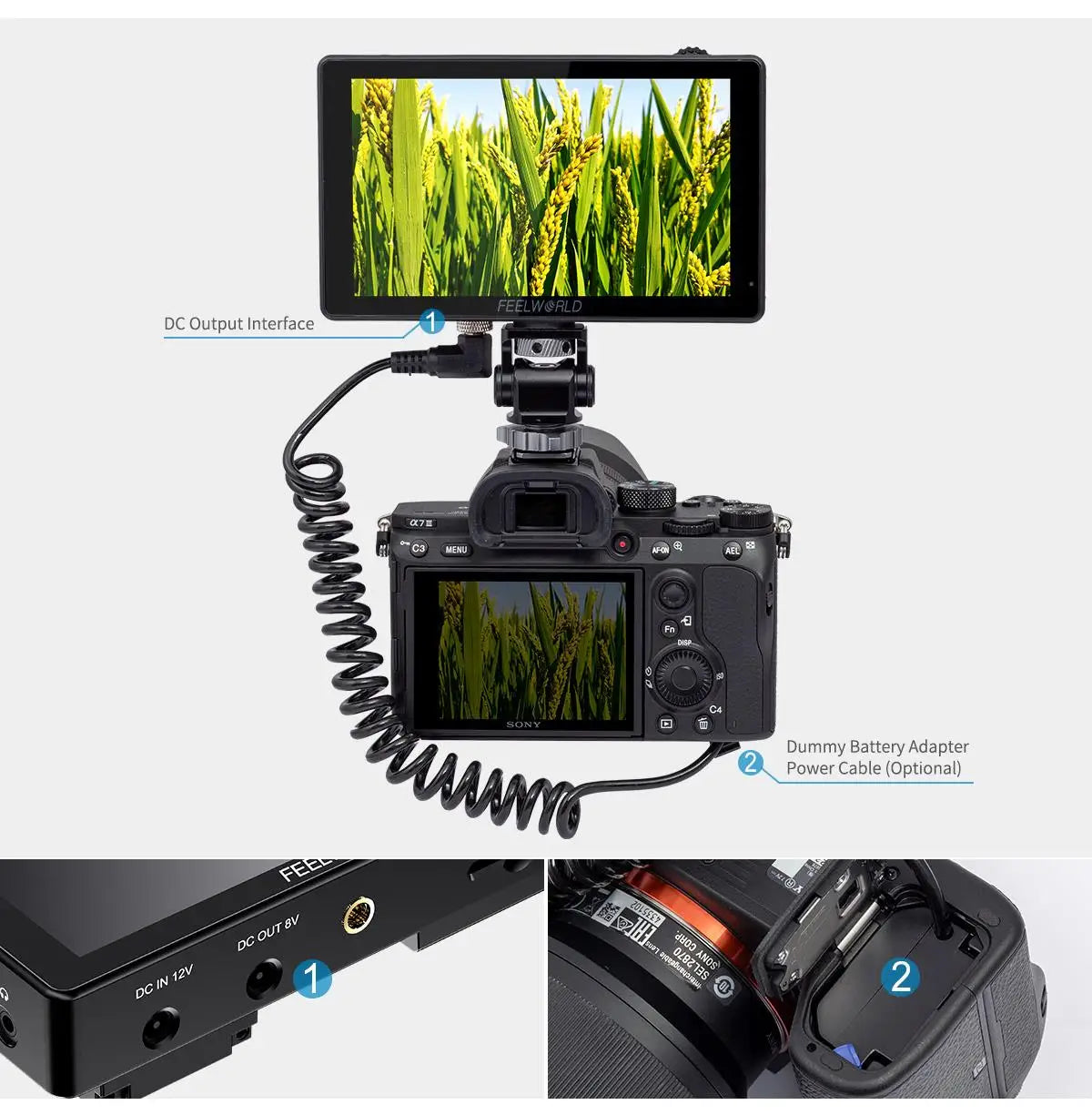 FEELWORLD 5.5 Inch 3000nit Ultra Bright Touch Screen Camera DSLR Field Monitor 4K HDMI Instal Kit for  Gimbal Rig Youtube LUT5