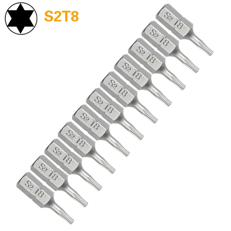 Torx Screwdriver Bit Set T6–T40 — S2 Steel 1/4" Hex Shank for Power Tools
