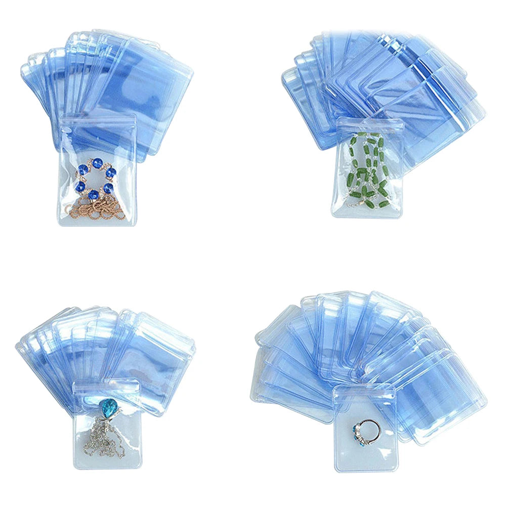 100Pcs/Lot PVC Anti-oxidation Clear Zip Lock Bag Jewelry Jade Gift Craft Storage Packaging Pouches Reusable Resealable Grip Seal