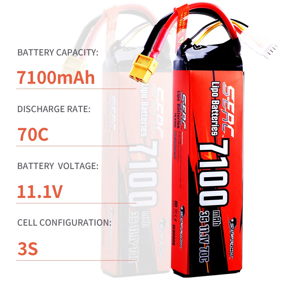 Sunpadow 3S 11.1V Lipo Battery for 5600mAh 7100Ah 70C with XT60 Connector For RC Vehicles Car Truck Tank Truggy Buggy Hobby