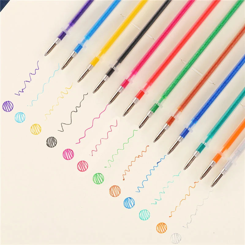 0.8mm 100 Colors Ballpoint Pen Fluorescent Refills Color Flash Pen Smooth Ink Painting Graffiti Pens Student Stationery 04116
