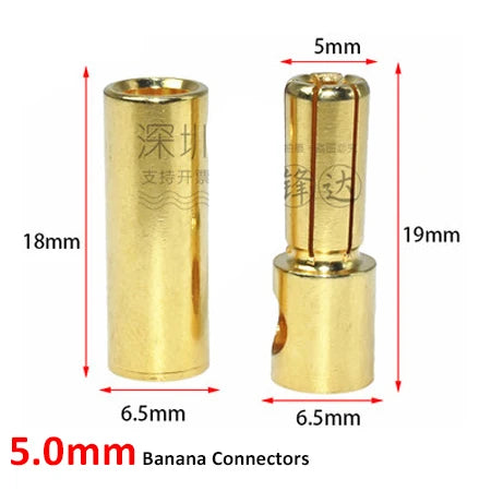 10pair/lot 2.0/3.0/3.5/4.0/5/5.5/6/6.5/8mm Gold Bullet Banana Connectors Plug For Lipo Battery RC ESC Motor DIY Accessories Toy
