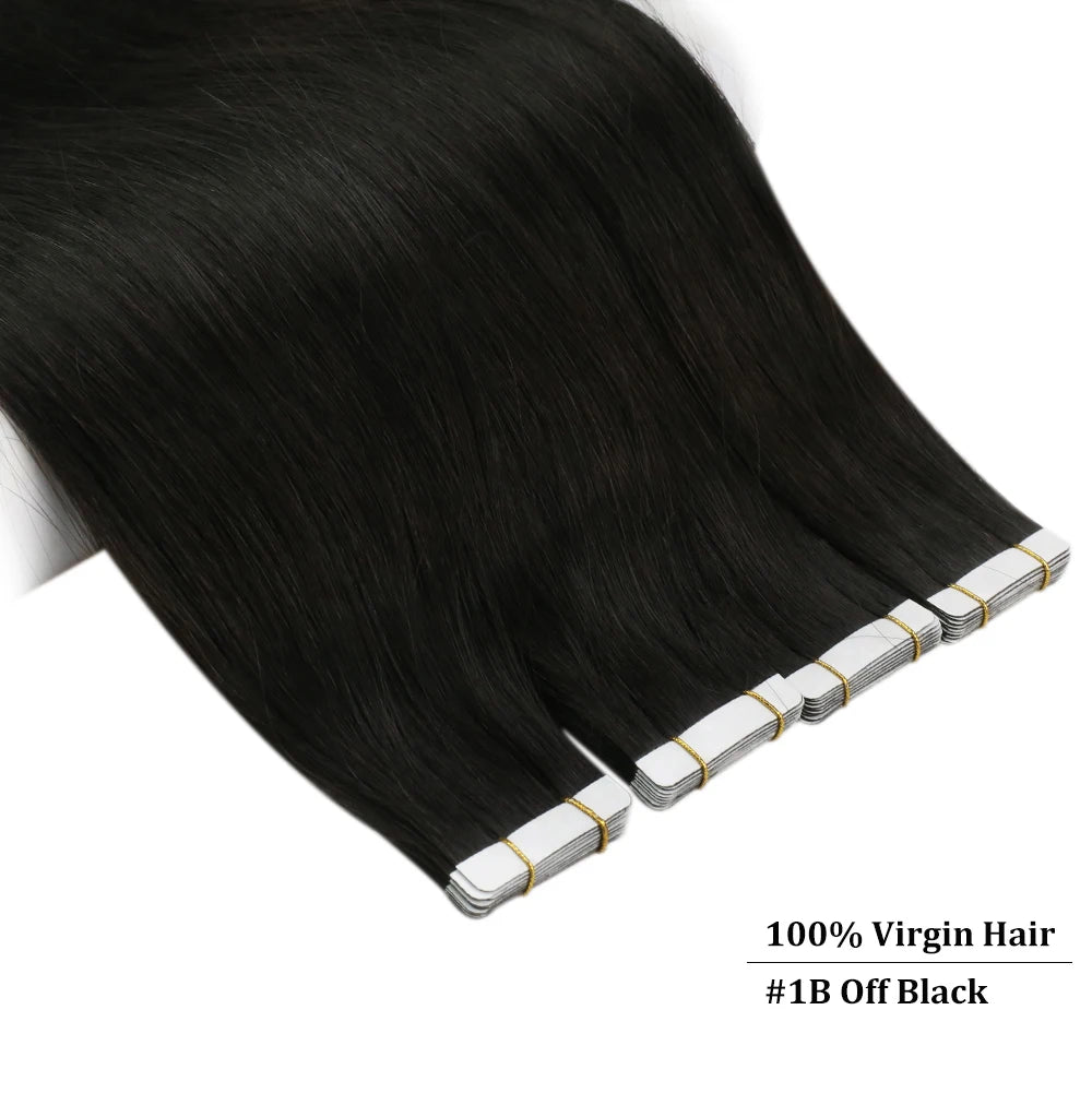 [Last 12 Months] Ugeat Tape in Hair Extensions Virgin Hair 100% Real Human Hair 10A Grade Hair Extensions Tape Ins Pure Color