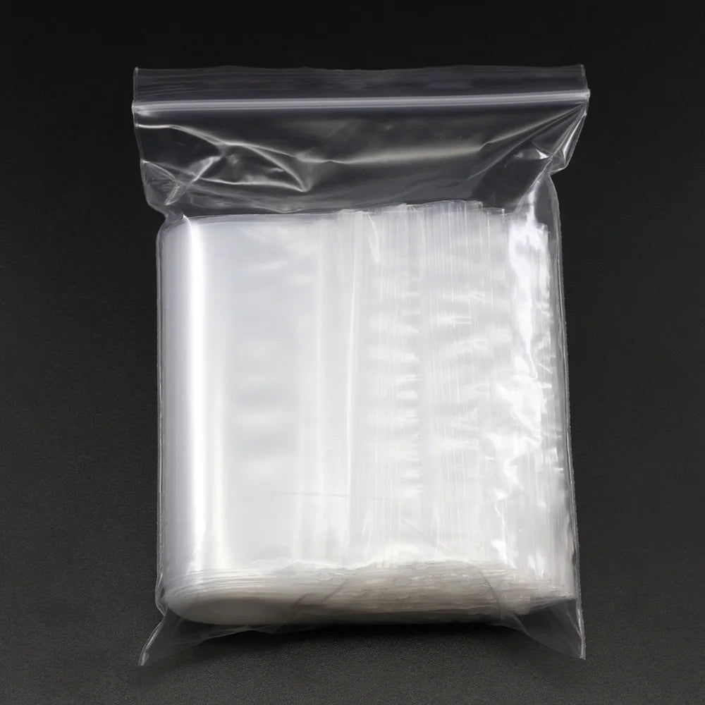 30-100Pcs Thick Plastic Poly Clear Bags 4x6/5x7/6x8/7x10cm Jewelry Packaging Lock Zipped Reclosable DIY Storage