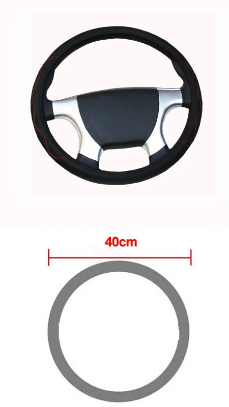 Car Truck PU Leather Embossed Steering Wheel Cover Steering-Wheel For Auto Diameters 36 38 40 42 45 47 50CM 7 Sizes to Choose