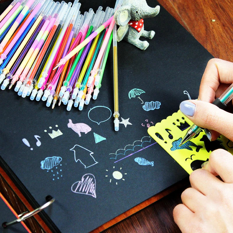 0.8mm 100 Colors Ballpoint Pen Fluorescent Refills Color Flash Pen Smooth Ink Painting Graffiti Pens Student Stationery 04116