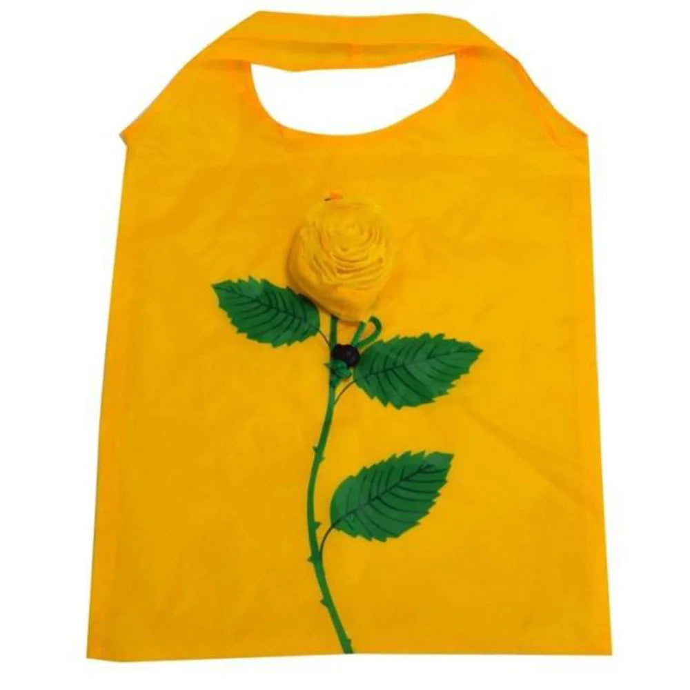 Rose Flower Shopping Bags Portable Storage Organizers Polyester Cloth Eco Large Capacity Women's Bag Travel Foldable Handbag