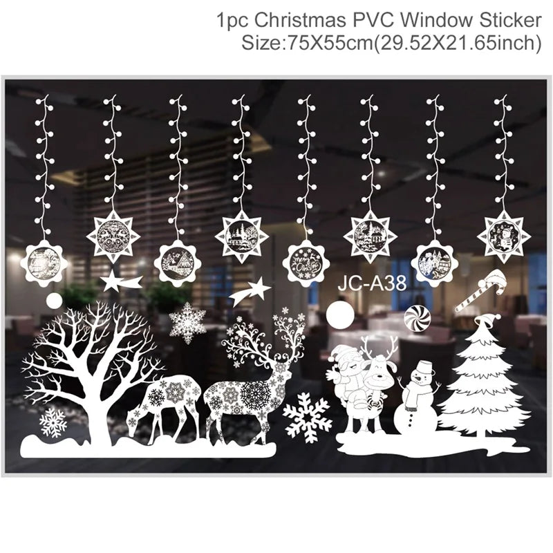 Christmas Wall Window Stickers Marry Christmas Decoration For Home 2026 Christmas Ornaments Xmas Navidad Gift New Year 2026