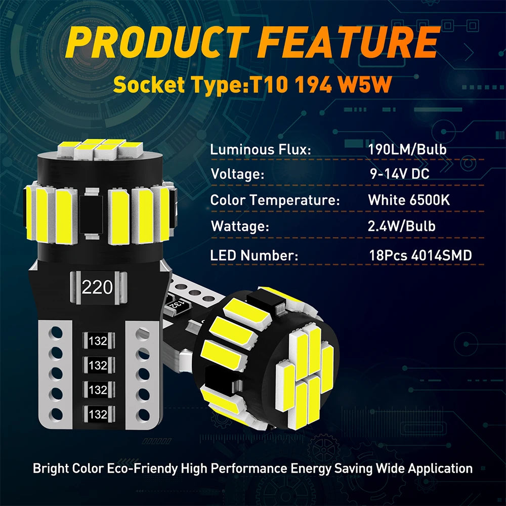 OXILAM 10-Pack T10 W5W LED Canbus Bulbs (194) for Mercedes-Benz