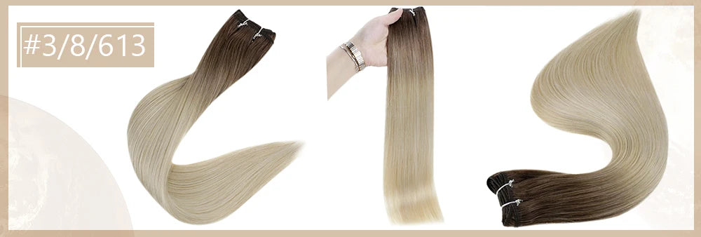 Full Shine Hair Bundles 100% Human Hair Weft Extensions Ombre Blonde Color100g Sew In Silky Straight Remy Skin Double Weft