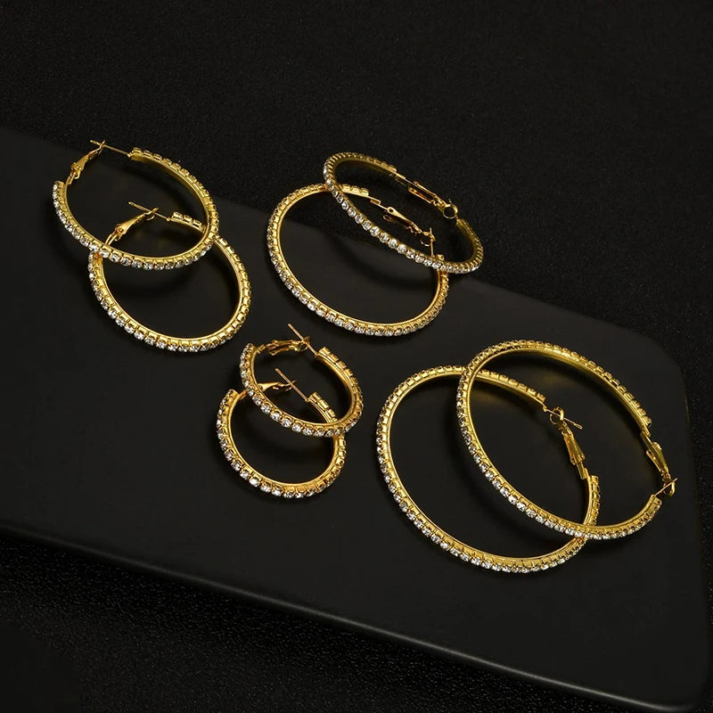 2026 New 30-100mm Large Crystal Hoops Earrings Paparazzi Basketball Wives CZ Hip Hop Earrings Christmas Jewelry Gift