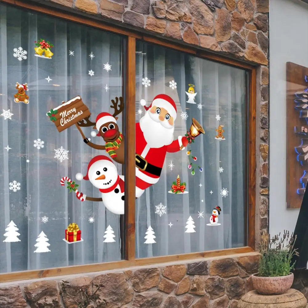 Christmas Wall Window Stickers Marry Christmas Decoration For Home 2026 Christmas Ornaments Xmas Navidad Gift New Year 2026