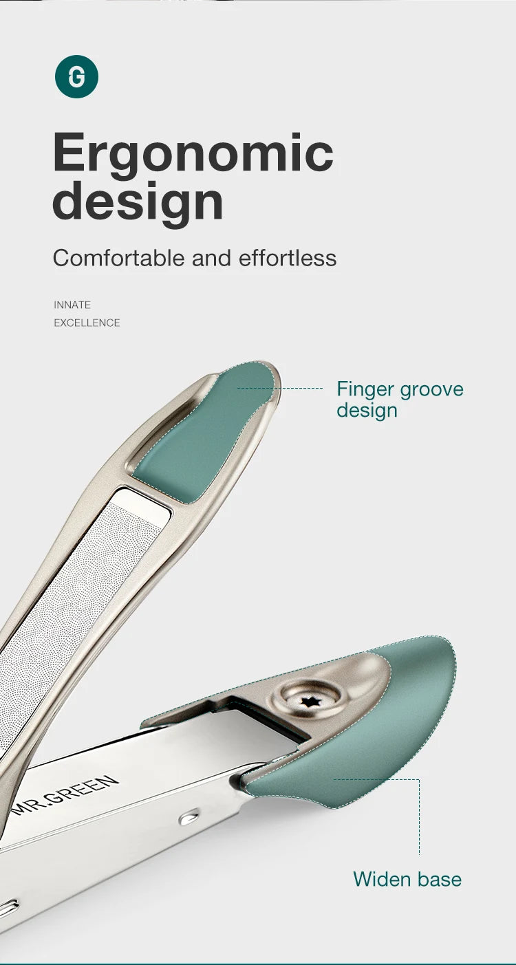 MR.GREEN Professional Nail Clipper Set – Anti-Splash Stainless Steel Fingernail & Toenail Cutter | Ergonomic Bionic Design Manicure & Pedicure Tool