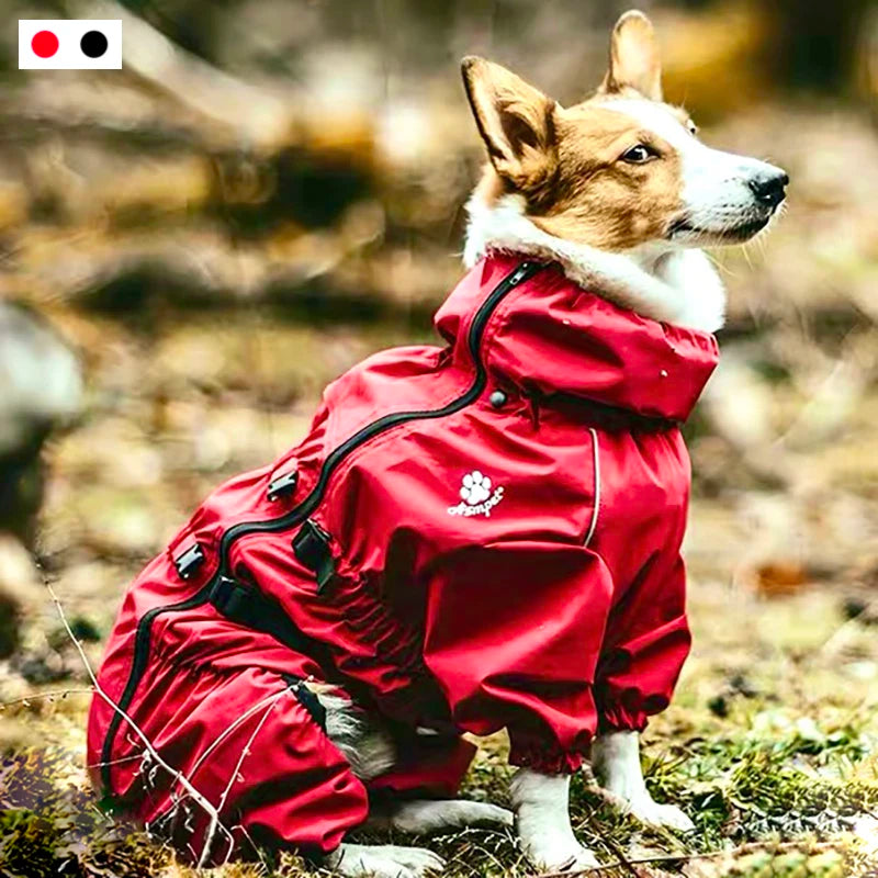 Full-Body Dog Rain Jumpsuit - Reflective Outdoor Coat for Dogs
