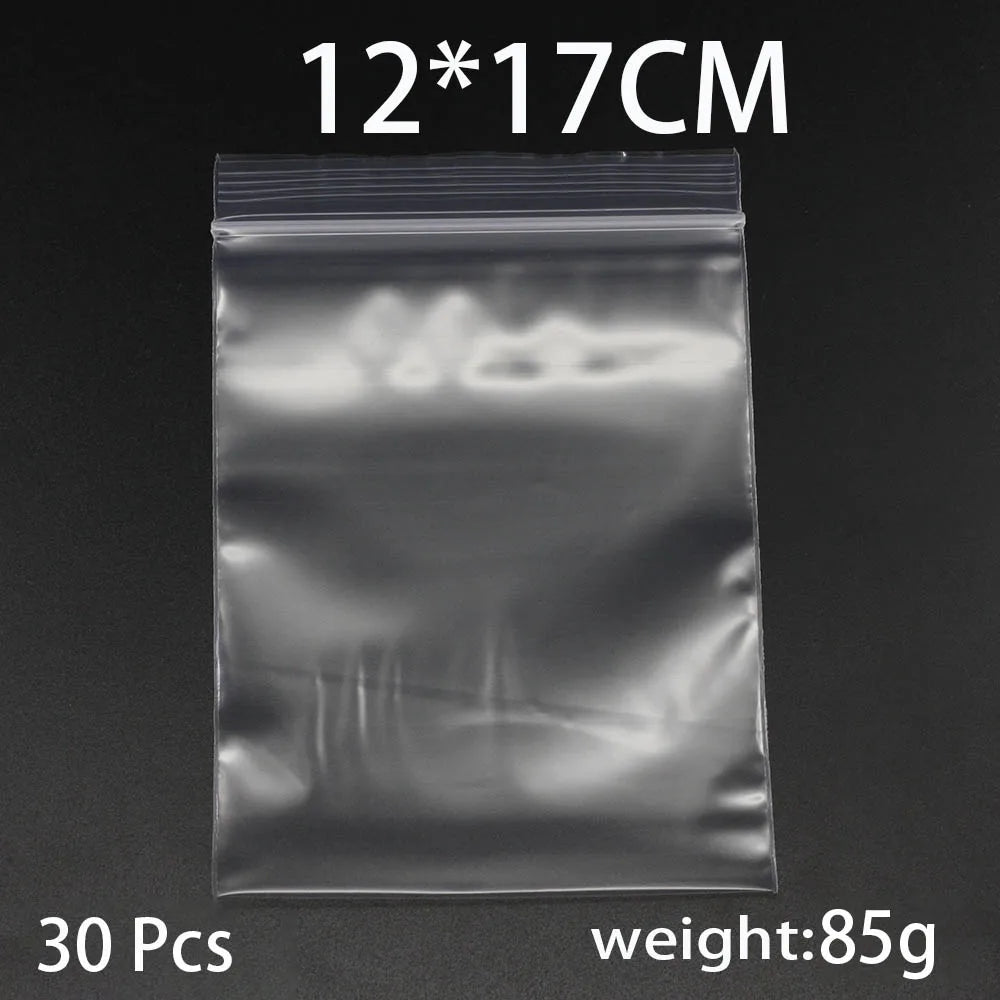 30-100Pcs Thick Plastic Poly Clear Bags 4x6/5x7/6x8/7x10cm Jewelry Packaging Lock Zipped Reclosable DIY Storage