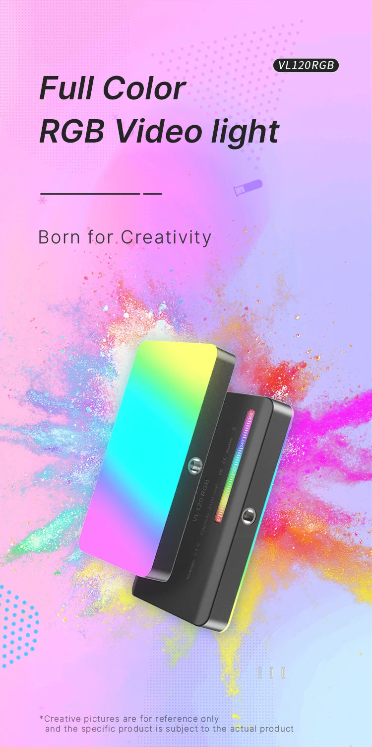 Ulanzi VL120 RGB Camera Phone Video Light Selfie Fill Light Portable 3100mAh Photography Lighting for Smartphone Vlog Tiktok
