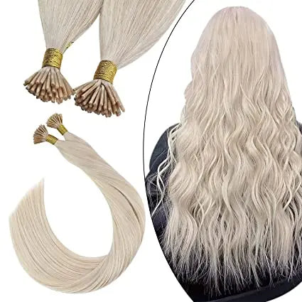 Ugeat I Tip Hair Extensions Pre Bonded Hair Remy Fusion Hair 14-24 Inch 40g/80g Straight Stick Tip Human Hair