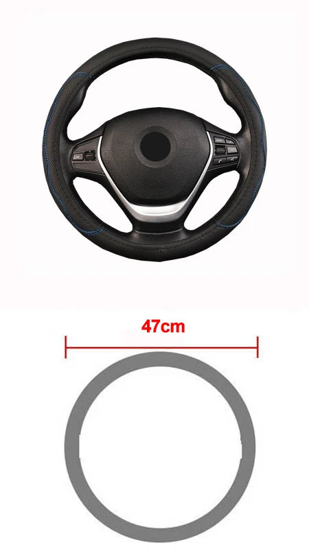 Car Truck PU Leather Embossed Steering Wheel Cover Steering-Wheel For Auto Diameters 36 38 40 42 45 47 50CM 7 Sizes to Choose